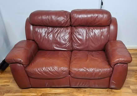 Photo of free Brown real leather sofa (Rochdale OL11) #2
