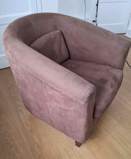Photo of free Brown suedette tub chair (Moorthorpe WF9) #2