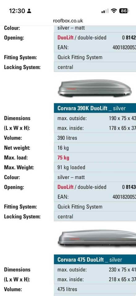 Photo of free Kamei Covara Duolift roofbox (East Acton W3) #1