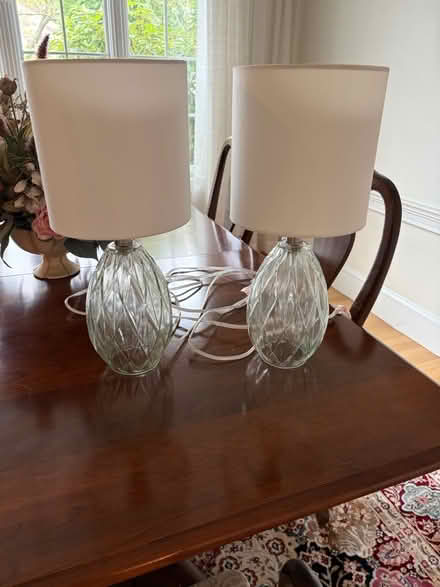 Photo of free Pair of Green Tint Glass Lamps (Belmont, MA) #1