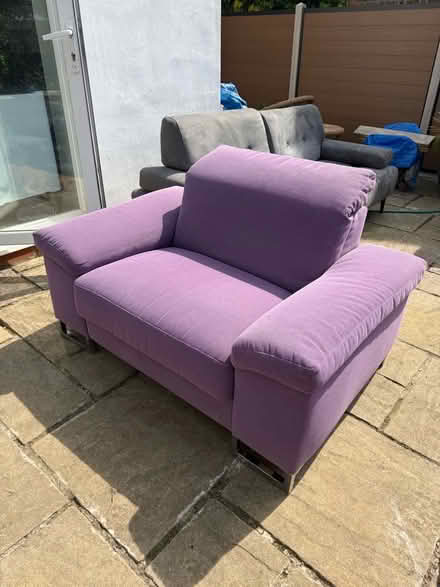 Photo of free Grey 2 seater and one large arm chair violet (Fallow Corner N12) #1