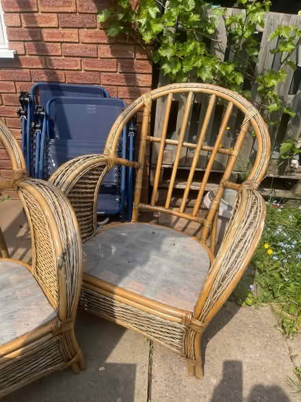 Photo of free Three piece cane conservatory or garden suite no cushions (Burton Manor ST17) #1