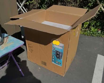 Photo of free Large cushioned cardboard box (1075 Valencia Avenue) #1