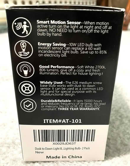 Photo of free AmeriTop Motion-Activated LED Bulbs (Sunnyvale- Birdland Neighbors) #3