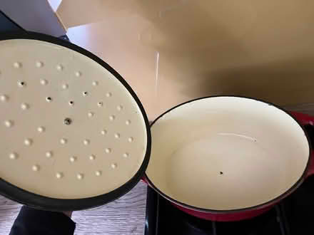 Photo of free Enamel Casserole dish red (CH43) #2