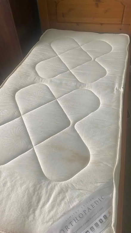 Photo of free Single pine bed and mattress (Tr4 8eb) #4