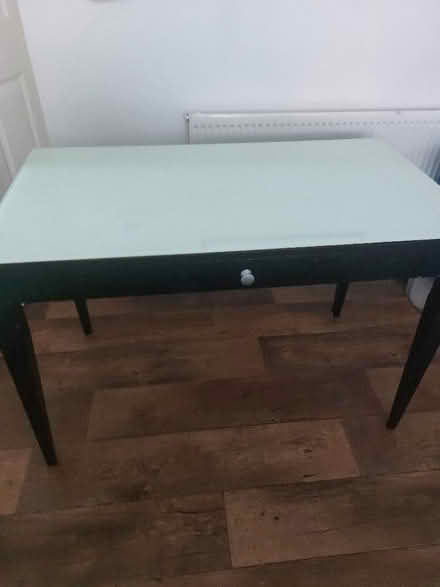 Photo of free Glass top table with a small drawer (East Acton W3) #1