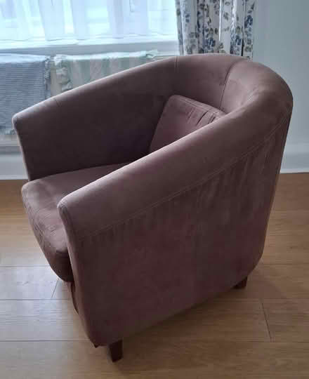 Photo of free Brown suedette tub chair (Moorthorpe WF9) #3