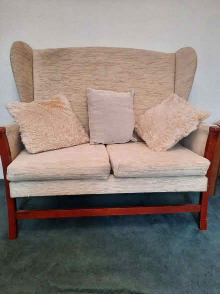 Photo of free 2 Seater Sofa & 2 Chairs Plain Beige & Fabric (Battle RG30) #1