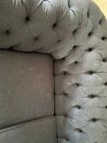 Photo of free Navy wool chesterfield sofa (Friern Barnet N20) #4