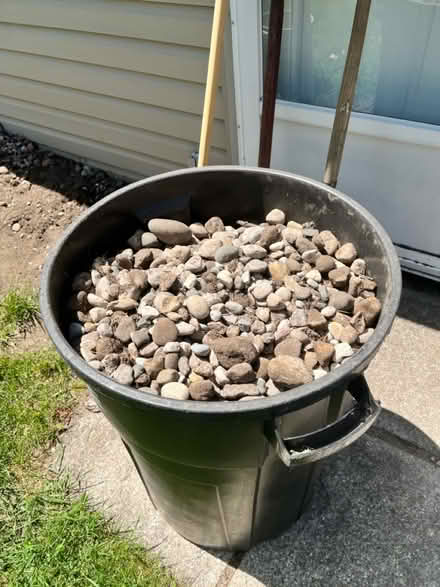 Photo of free garbage can full of river rock (Westland) #1