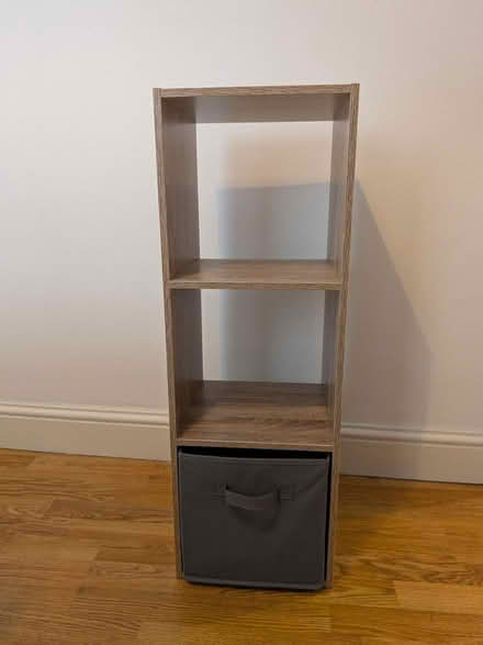 Photo of free Wood shelf with cloth basket (Stoke Newington N16) #1