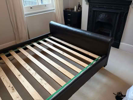 Photo of free Black Faux Leather Queen-size Bed Frame (Queenstown Road SW8) #3