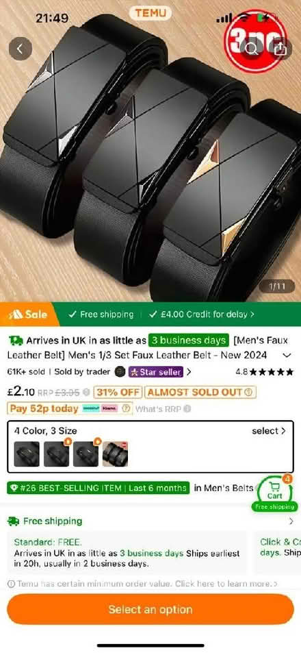 Photo of Adult belt (Pilrig EH6) #1