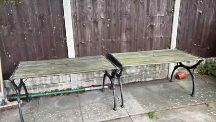 Photo of free 2 x Garden tables and 2 x benches (Banners Gate B73) #1