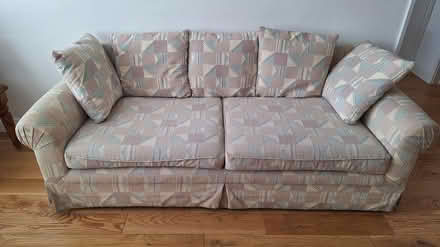 Photo of free 3-Seater Sofa, cushions & footstool (Barnet EN5) #1