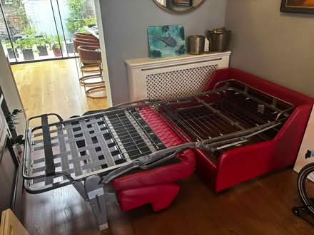 Photo of free Sofa bed red real leather (Wimbledon SW19) #3