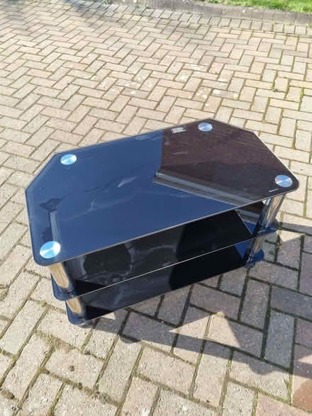 Photo of free argos matrix black glass corner tv stand (Sunniside NE16) #2