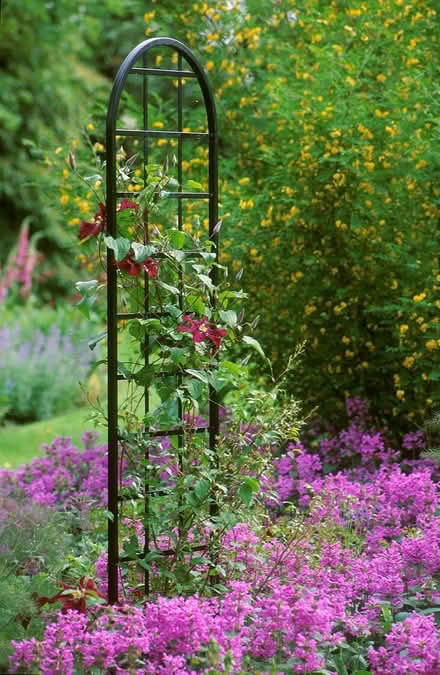 Photo of Tall metal/wood flat trellis (Greenwood) #1