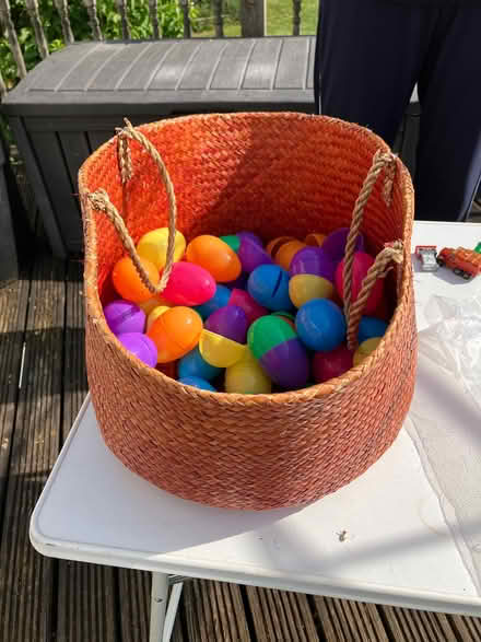 Photo of free Basket of Plastic Easter Eggs (Catchgate Plantation NN12) #1
