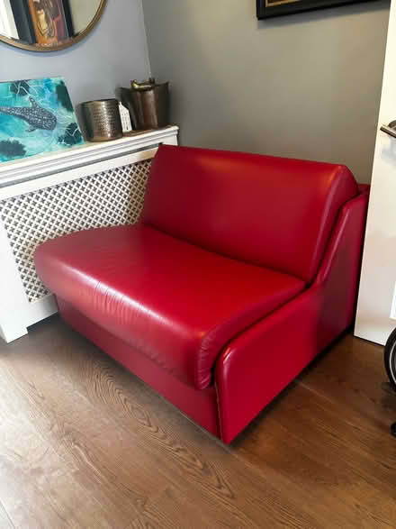 Photo of free Sofa bed red real leather (Wimbledon SW19) #2