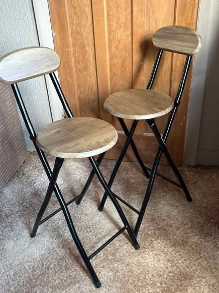 Photo of free 2 folding wood stools. Used twice (Kings Norton B38) #1