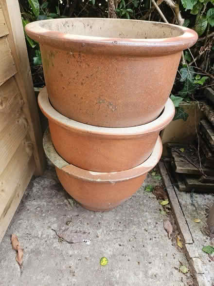 Photo of free 3 large outdoor pots (Burgess Hill Worlds End RH15) #1