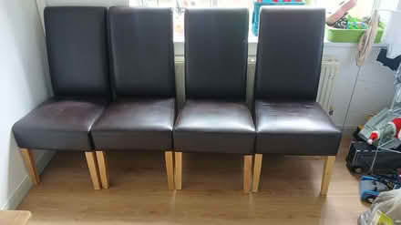 Photo of free X4 brown leather chairs (Pensby) #1