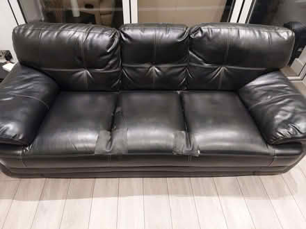 Photo of free 3 black faux leather 3 seater sofas (Southall UB1) #4