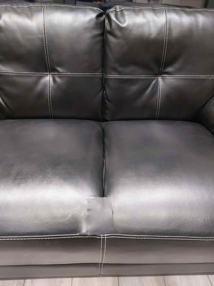 Photo of free 3 black faux leather 3 seater sofas (Southall UB1) #3