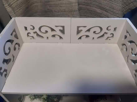 Photo of free White wooden standing shelf, 5 levels, carved nicely :) (Gilmerton EH17) #2