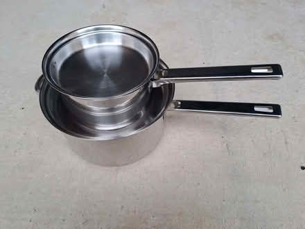 Photo of free Two stainless steel saucepans with lids (Ladygrove OX11) #1