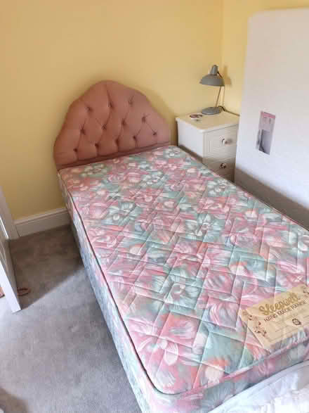 Photo of free Small single bad base, headboard and mattress (Barnard's Green WR14) #1