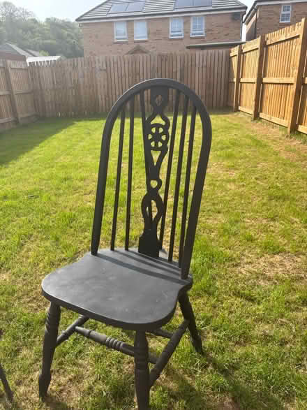Photo of free 2 x black wood chairs (Oughtibridge S35) #1