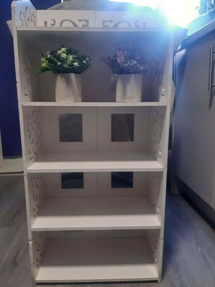 Photo of free White wooden standing shelf, 5 levels, carved nicely :) (Gilmerton EH17) #3