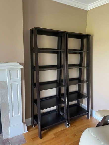 Photo of free Tall wooden shelving units (Bayshore) #1