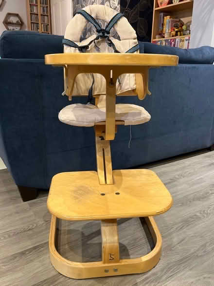 Photo of free Svan wooden high chair, cream seat pad (Norbiton KT1) #1