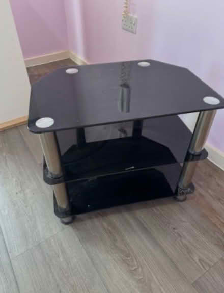 Photo of free Black Tv glass stand with shelf (Grove Park/Bromley BR1 5JN) #1