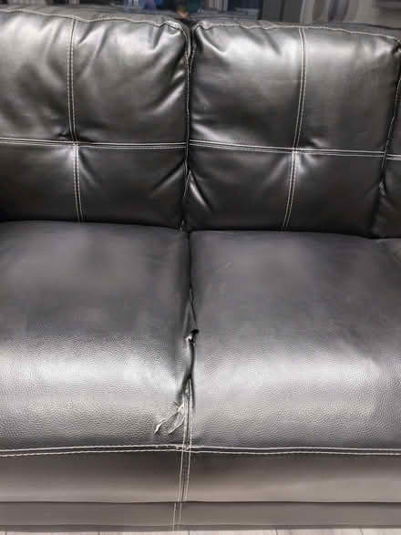 Photo of free 3 black faux leather 3 seater sofas (Southall UB1) #2