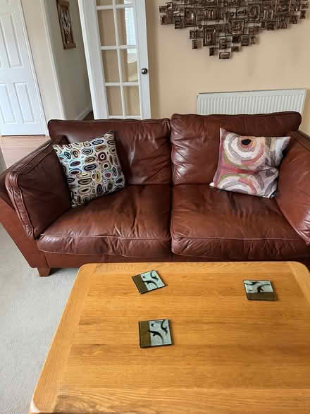 Photo of free Leather Sofa, Footstool, Coffee Table (Hiltingbury SO53) #1