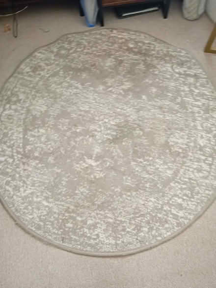 Photo of free Rug beige & grey 120cm diam (Brook Green W6) #1