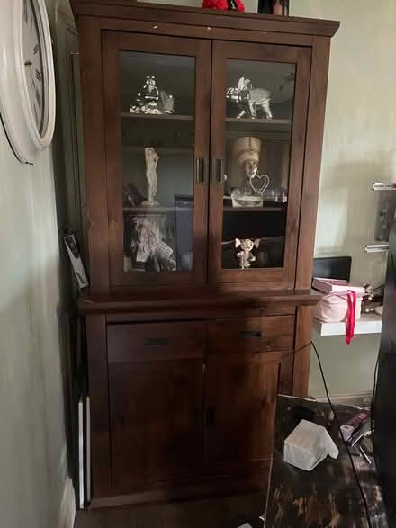 Photo of free Dark brown solid wood display cabinet (Woodhouse Park M22) #1