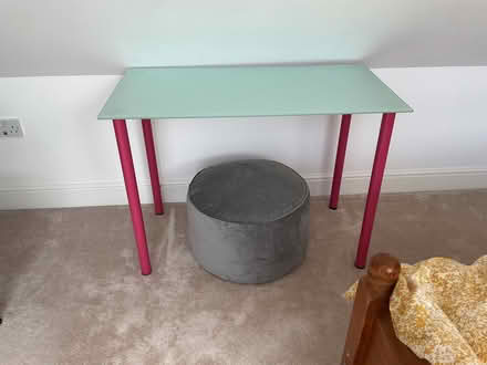 Photo of free A glass topped table with pink legs (Christchurch BH23) #1