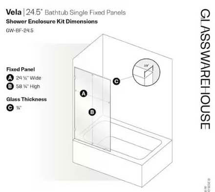 Photo of free 24.5 x 58.25 frameless shower glass (Bronx) #2