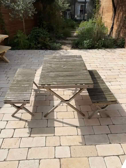Photo of free Garden wooden table + 2 x benches (Brixton) #1