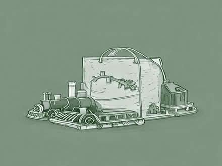 Photo of free Bag of wooden train sets also plastic animals and buildings (Skerton LA1) #1