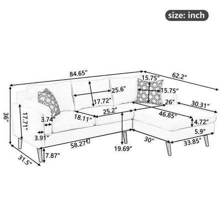 Photo of free L-Shape Sectional w/ Chaise (Gramercy) #3