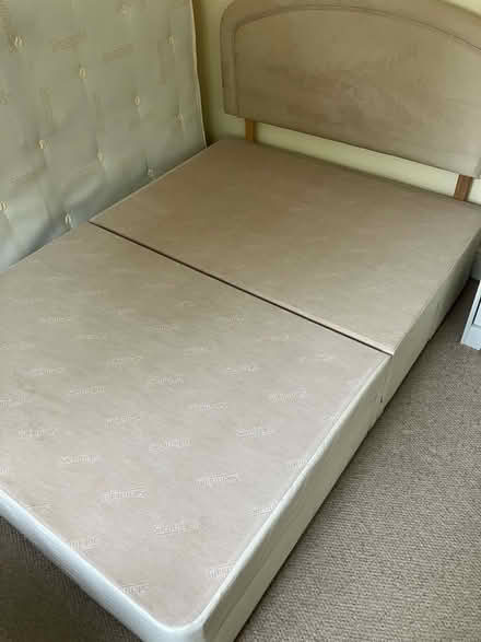 Photo of free Double bed with mattress and its headboard. 4 useful drawers (Crosspool S10) #3