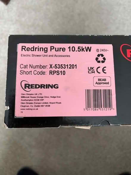 Photo of free Redring 10.5kw Electric Shower (Stanford-le-Hope SS17) #2