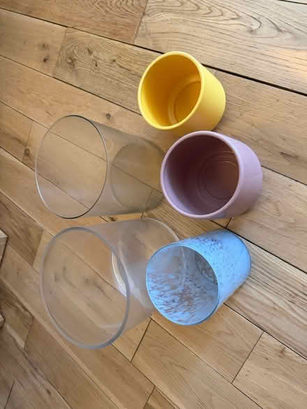 Photo of free 3 Clear Vases & 2 small plant pots (Ilford, IG11SF) #1